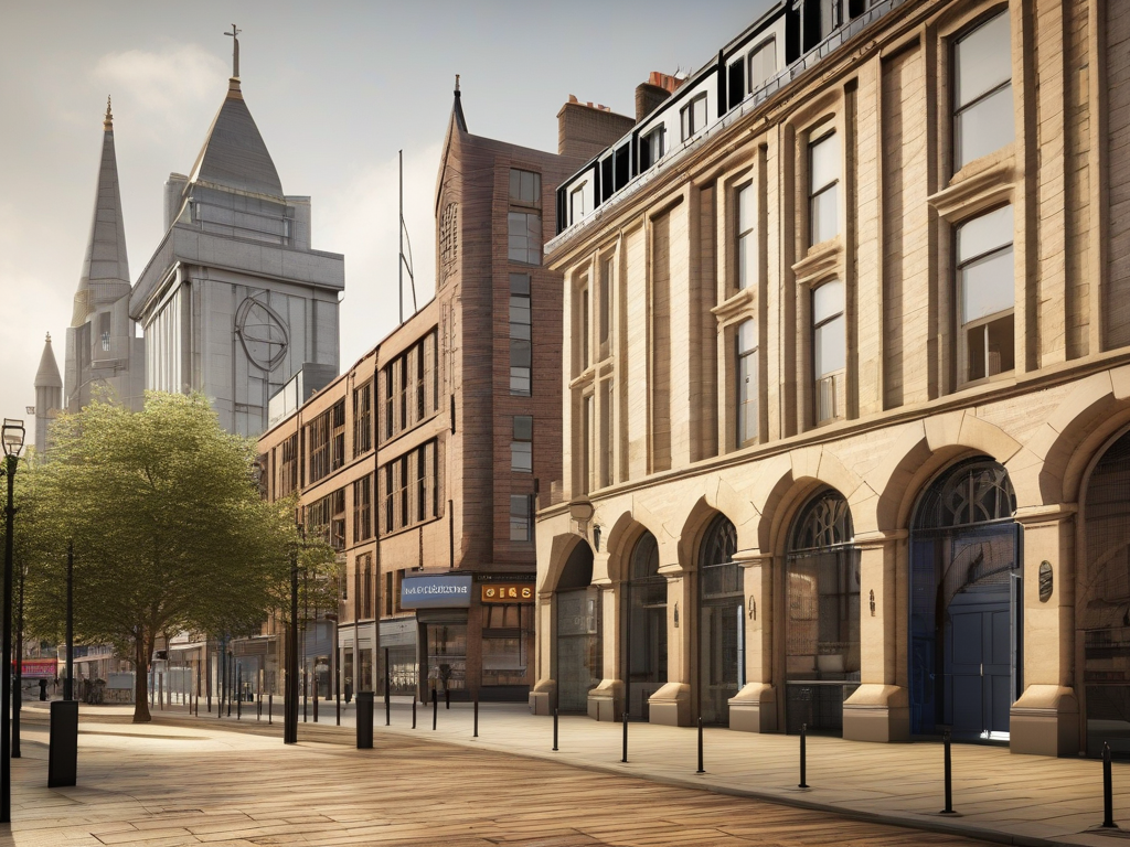 Welcoming cityscape with historic and modern architecture