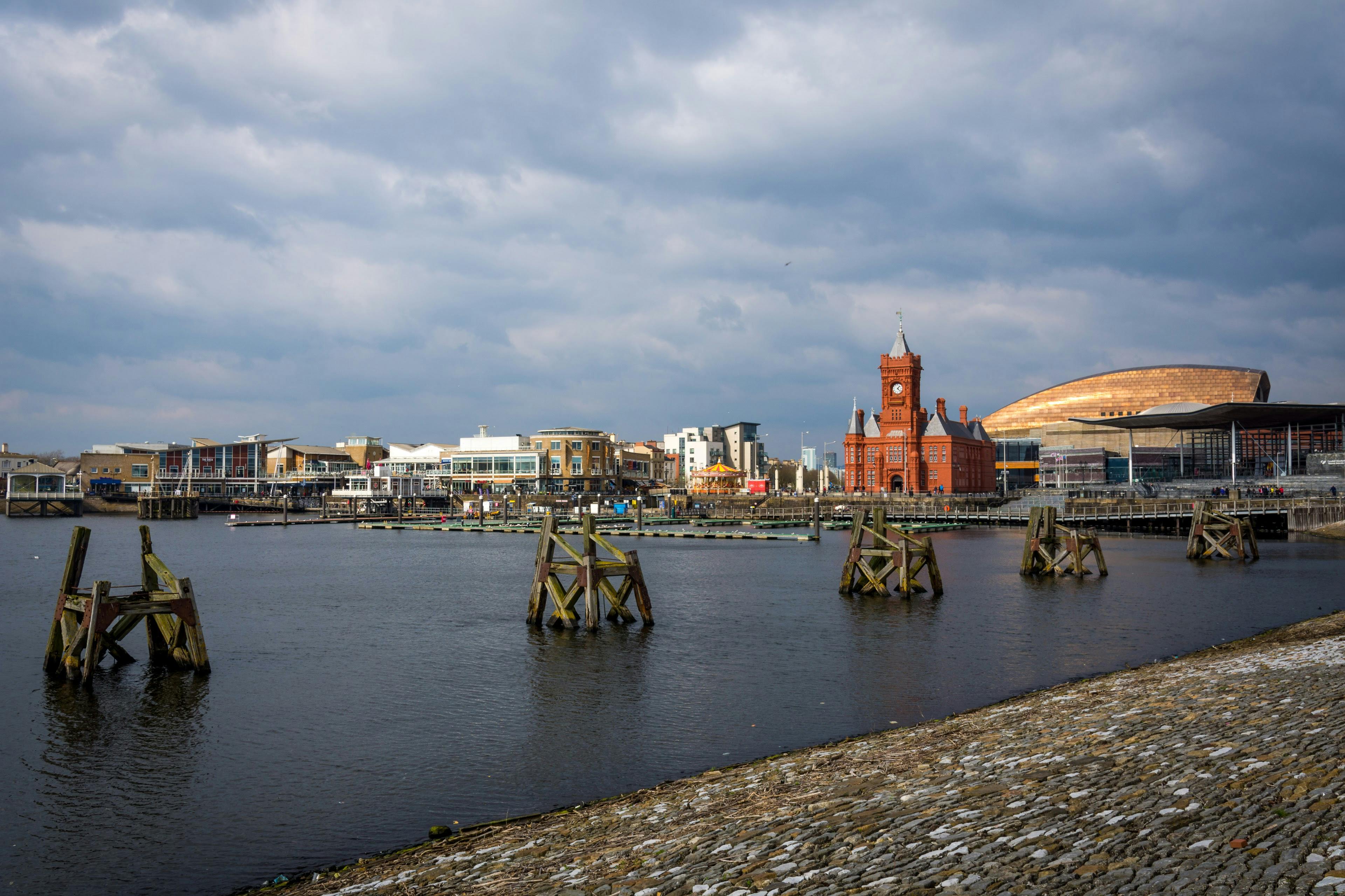 Budget travel cityscape, Cardiff landmarks, affordable food and attractions